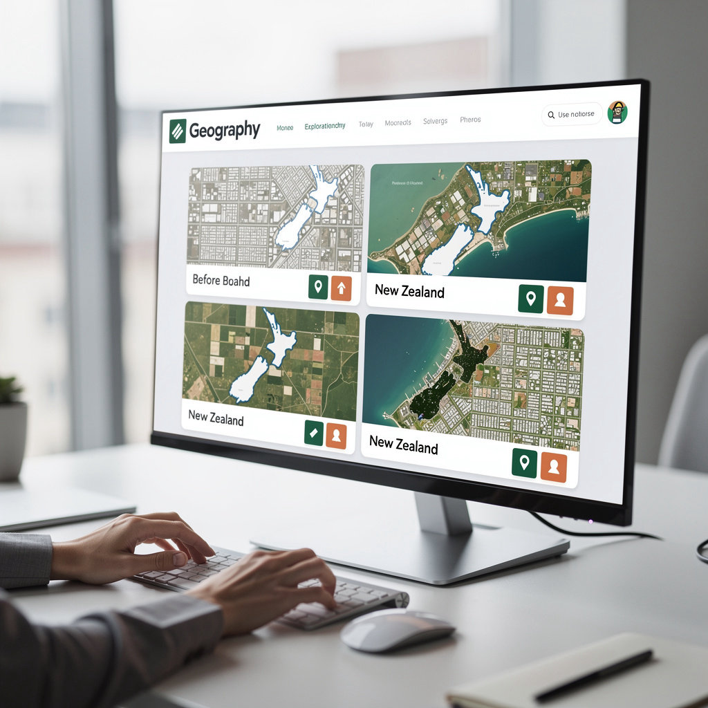 ChangingMaps featured locations - aerial views of New Zealand cities showing urban changes and development over time
